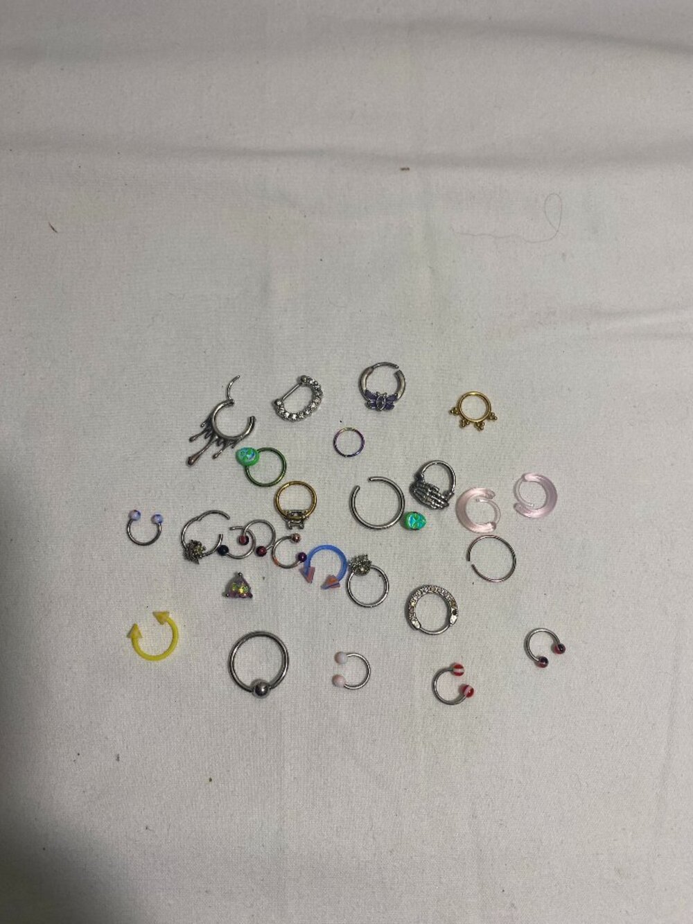 Lot of 28 Nose Rings Septum Clickers Hoops Faux Septum Body Jewelry Mixed Styles